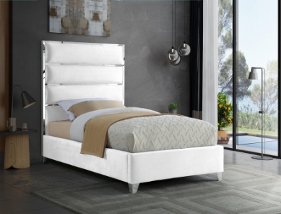 Show details for Velvet Fabric Chrome Legs Velvet Twin Bed Picture of Velvet Fabric Chrome Legs Velvet Twin Bed