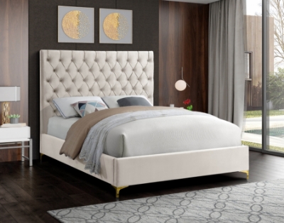 Show details for 54" Luxurious Velvet Gold and Chrome Legs Velvet Bed Picture of 54" Luxurious Velvet Gold and Chrome Legs Velvet Bed