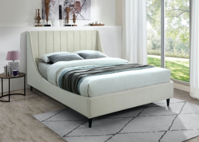 Show details for 54" Soft Velvet Black Wood Legs Velvet Bed Picture of 54" Soft Velvet Black Wood Legs Velvet Bed