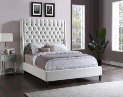 Show details for 54" Wing Back Headboard Velvet Bed Picture of 54" Wing Back Headboard Velvet Bed