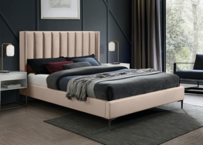 Show details for 54" Soft Velvet Matte Black Metal Legs Velvet Bed Picture of 54" Soft Velvet Matte Black Metal Legs Velvet Bed