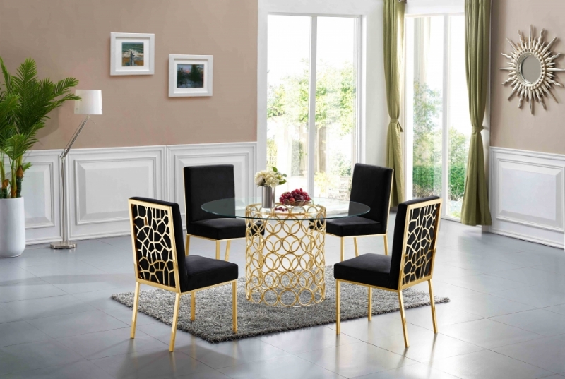 Picture of Rich Gold Stainless Steel Velvet Dining Chair