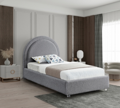 Show details for Rich Boucle Fabric Acrylic Legs Velvet Beds Picture of Rich Boucle Fabric Acrylic Legs Velvet Beds