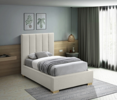 Show details for Rich Textured Gold and Chrome Legs Bed Picture of Rich Textured Gold and Chrome Legs Bed
