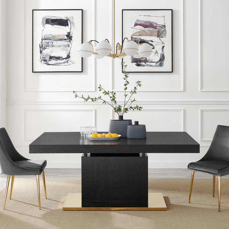 Picture of 71-94" Extendable wood Black Dinette Table