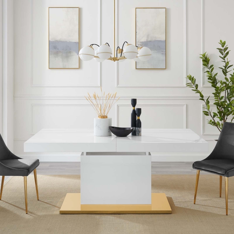 Picture of 71-94" Extendable wood Black, White or Brown Dinette Table