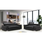Picture of Genuine Leather Black Sofa and Loveseat