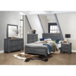 Picture of Faux Wood veneer Dresser And Mirror