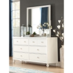 Picture of Wood White Dresser and Mirror
