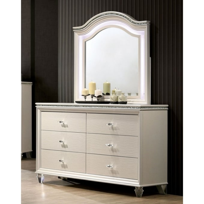 Picture of White Solid Wood Dresser And Mirror