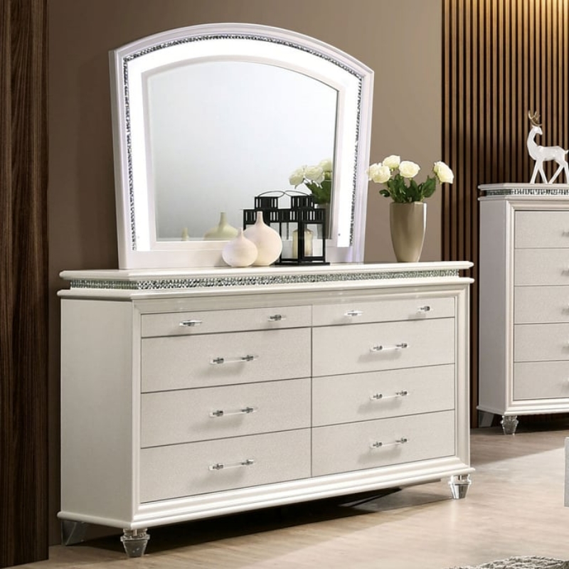 Picture of Solid Wood White Dresser and Mirror