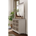 Picture of White Gray Dresser and Mirror