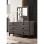 Picture of Rustic Gray Oak Finish Dresser and Mirror