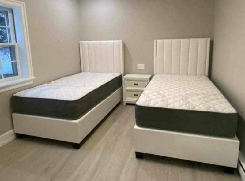 Picture of 48'' white Leather Platform bed