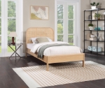 Picture of Solid Ash Wood White/Natural/Black Twin platform Bed