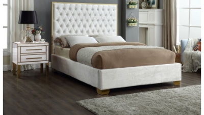 Show details for 54" Gold Trim on Headboard Gold Legs Velvet Bed Picture of 54" Gold Trim on Headboard Gold Legs Velvet Bed