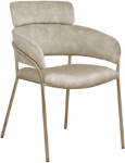 Picture of Brushed Brass Finish Iron Metal Frame Velvet Dining Chair