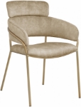 Picture of Brushed Brass Finish Iron Metal Frame Velvet Dining Chair