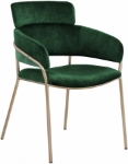 Picture of Brushed Brass Finish Iron Metal Frame Velvet Dining Chair
