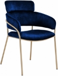 Picture of Brushed Brass Finish Iron Metal Frame Velvet Dining Chair