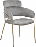 Picture of Brushed Brass Finish Iron Metal Frame Velvet Dining Chair