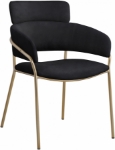 Picture of Brushed Brass Finish Iron Metal Frame Velvet Dining Chair