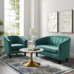 Picture of Velvet Loveseat and Armchair Set