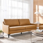 Picture of Genuine Leather Tan Sofa, Loveseat and Chair