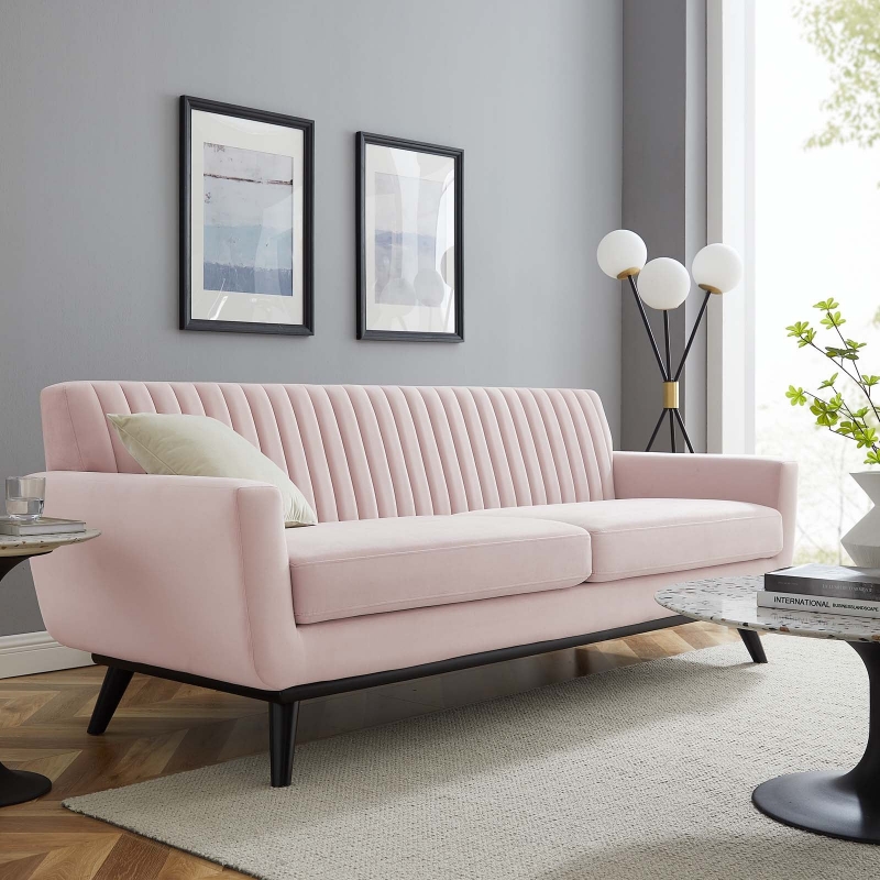 Picture of Velvet Sofa in Pink and Navy Finish