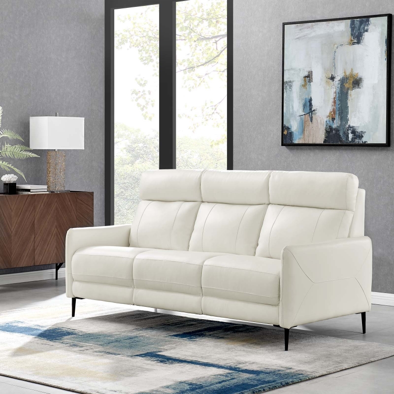 Picture of Top Grain Genuine Leather Sofa in White