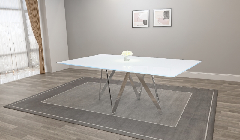 Picture of 72" inch White glass Dining Table