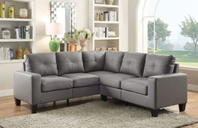 Show details for Leather Sectional and Ottoman Picture of Leather Sectional and Ottoman