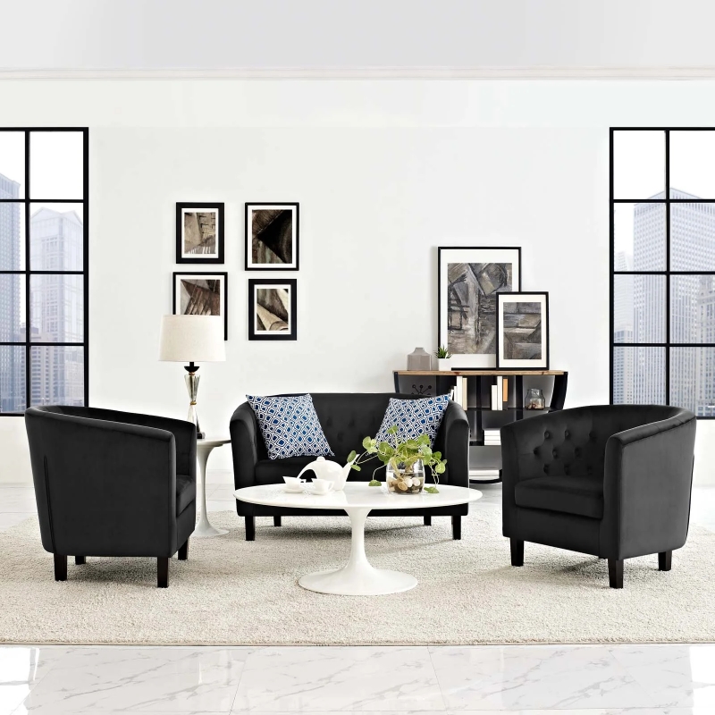 Picture of 3 Piece Velvet Loveseat and Armchair Set