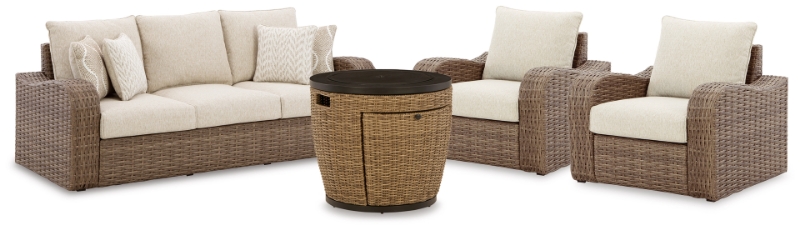 Picture of Sofa and Lounge Chairs with Fire Pit Table and more outdoor collections