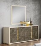Picture of Beige, White and Dark Oak Gray(50% OFF) Dresser and Mirror