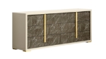 Picture of Beige, White and Dark Oak Gray(50% OFF) Dresser and Mirror