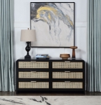 Picture of White/Black Finish Wood Dresser and Mirror