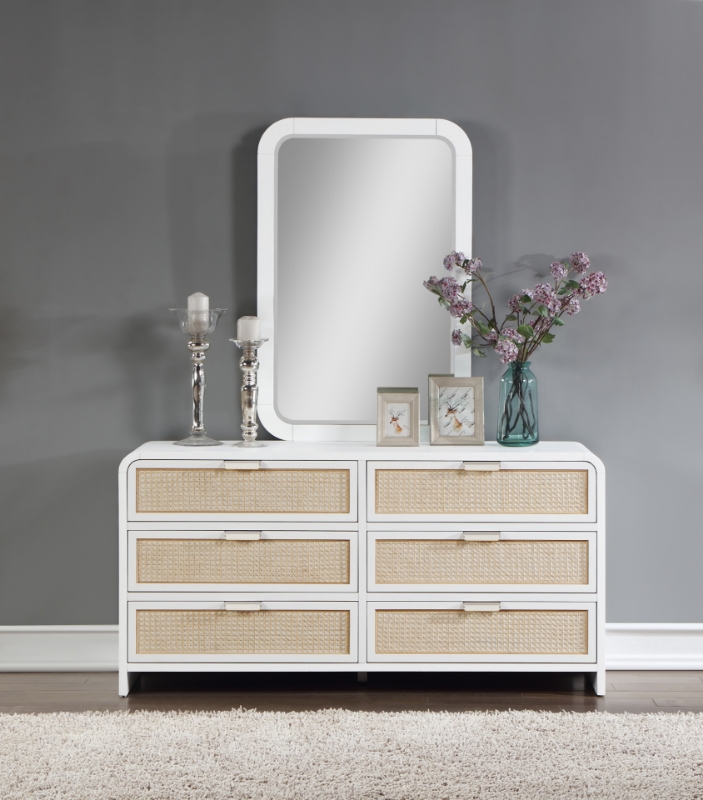 Picture of White/Black Finish Wood Dresser and Mirror