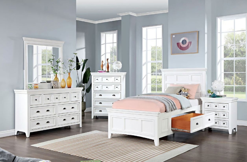 Picture of Grey and White Twin Bed