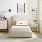 Picture of Heathered Weave Fabric Curved Platform Bed