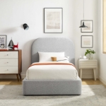 Picture of Heathered Weave Fabric Curved Platform Bed