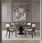 Picture of White, Silver, Camel  and Walnut Faux Leather Dining Chair