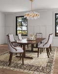 Picture of Light Grey, Tan Leather Dining Side Chair