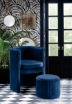 Picture of Velvet Accent Chair and Ottoman Set