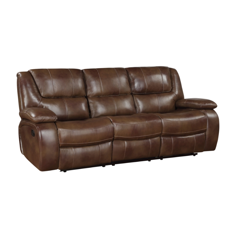 Picture of GENUINE LEATHER Brown RECLINING SOFA Loveseat and glider recliner