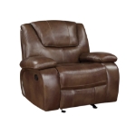 Picture of GENUINE LEATHER Brown RECLINING SOFA Loveseat and glider recliner