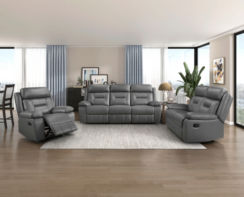 Lounge Around. Genuine Leather Reclining Sofa, Love Seat and Chair