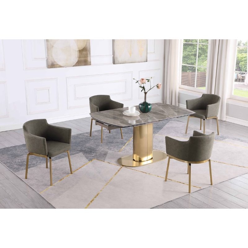 Picture of 63-94" inch Extendable Stone Top Dining Table