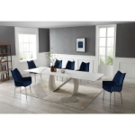 Picture of 83/123" EXTENDABLE White MARBLE DINING TABLE