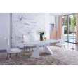 Picture of 74-100" Extendable White Glass Dining Table